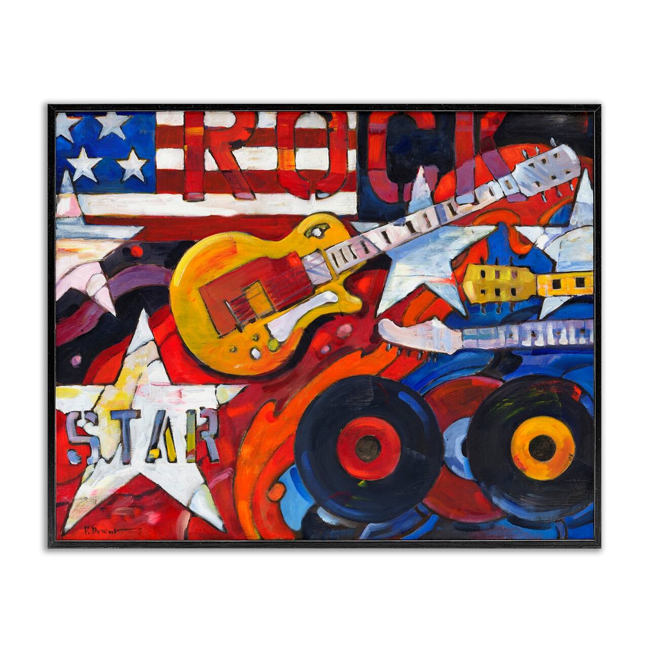 Stupell Industries Rockstar Americana Music Tribute Framed Giclee Art